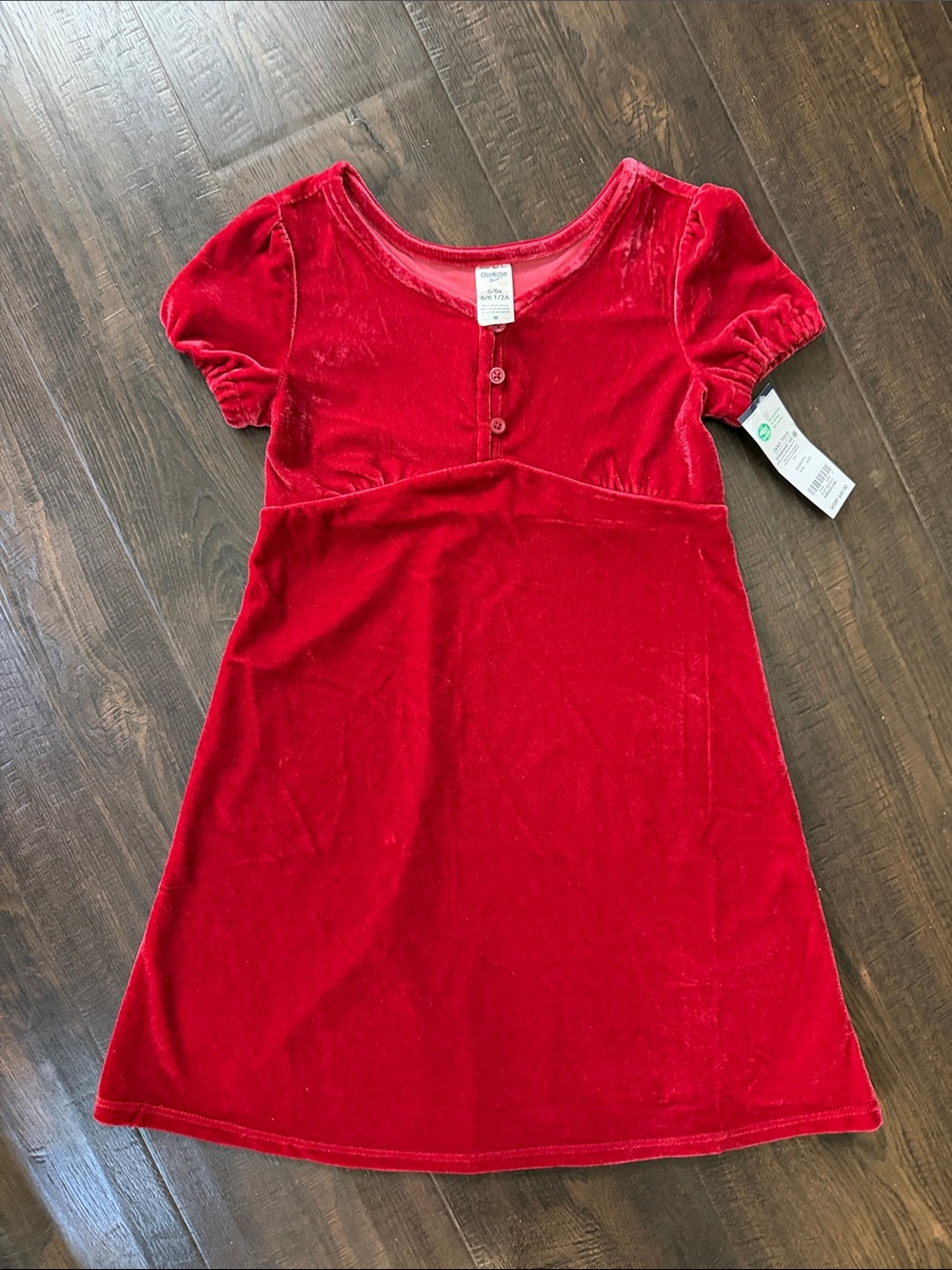 OshKosh B'gosh Red Velvet Short Sleeve Dress